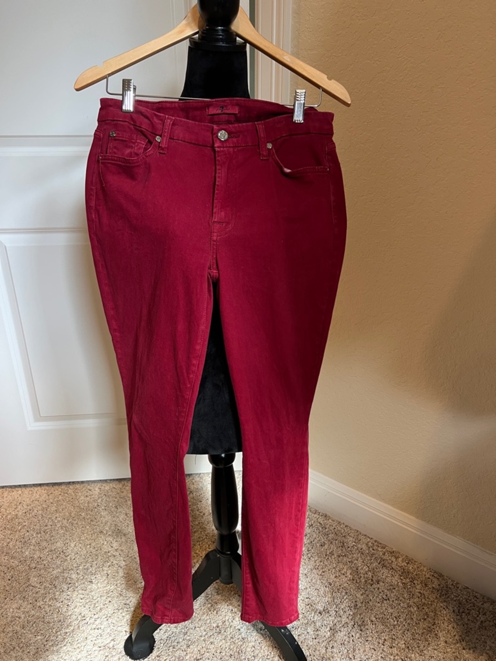 7 For All Mankind red skinny